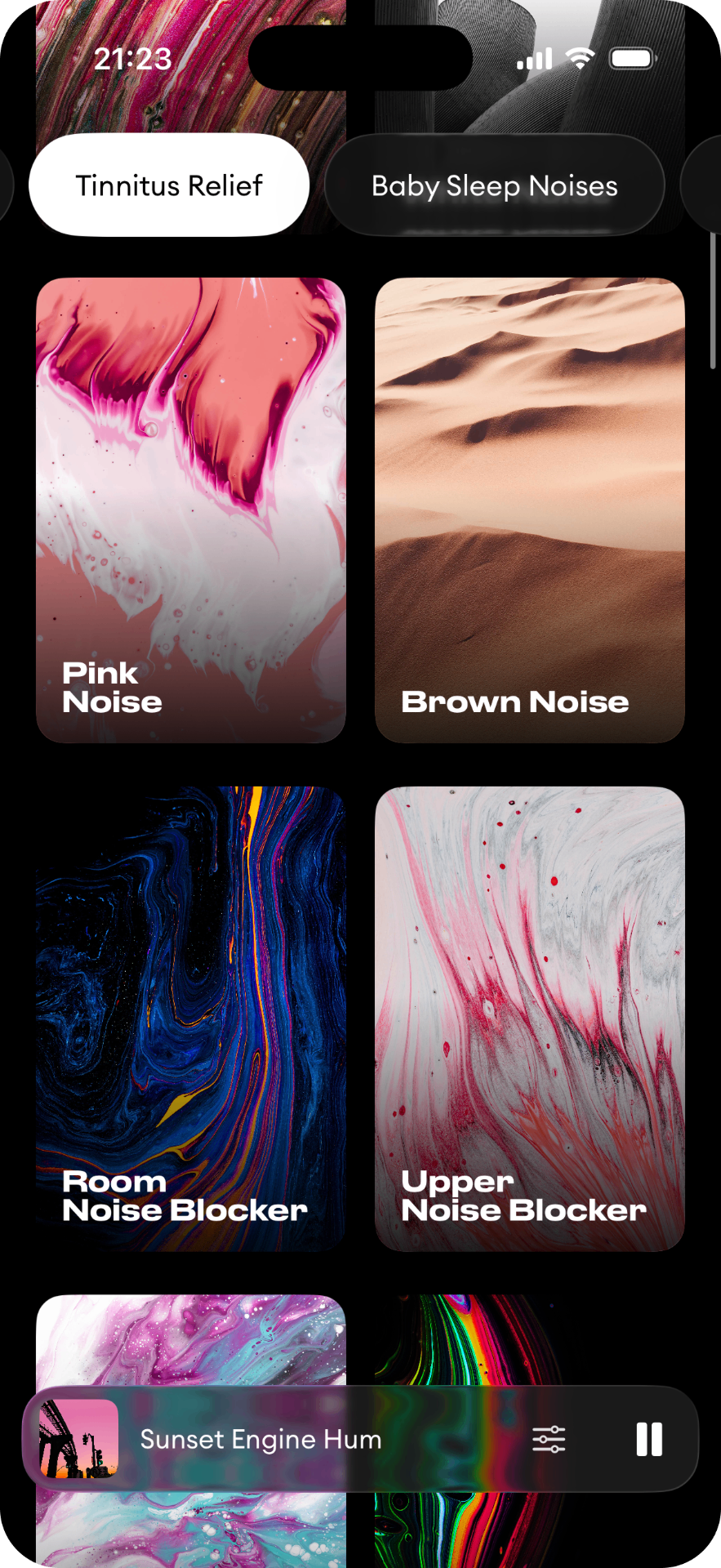 Tinnitus & Noise soundscape screen