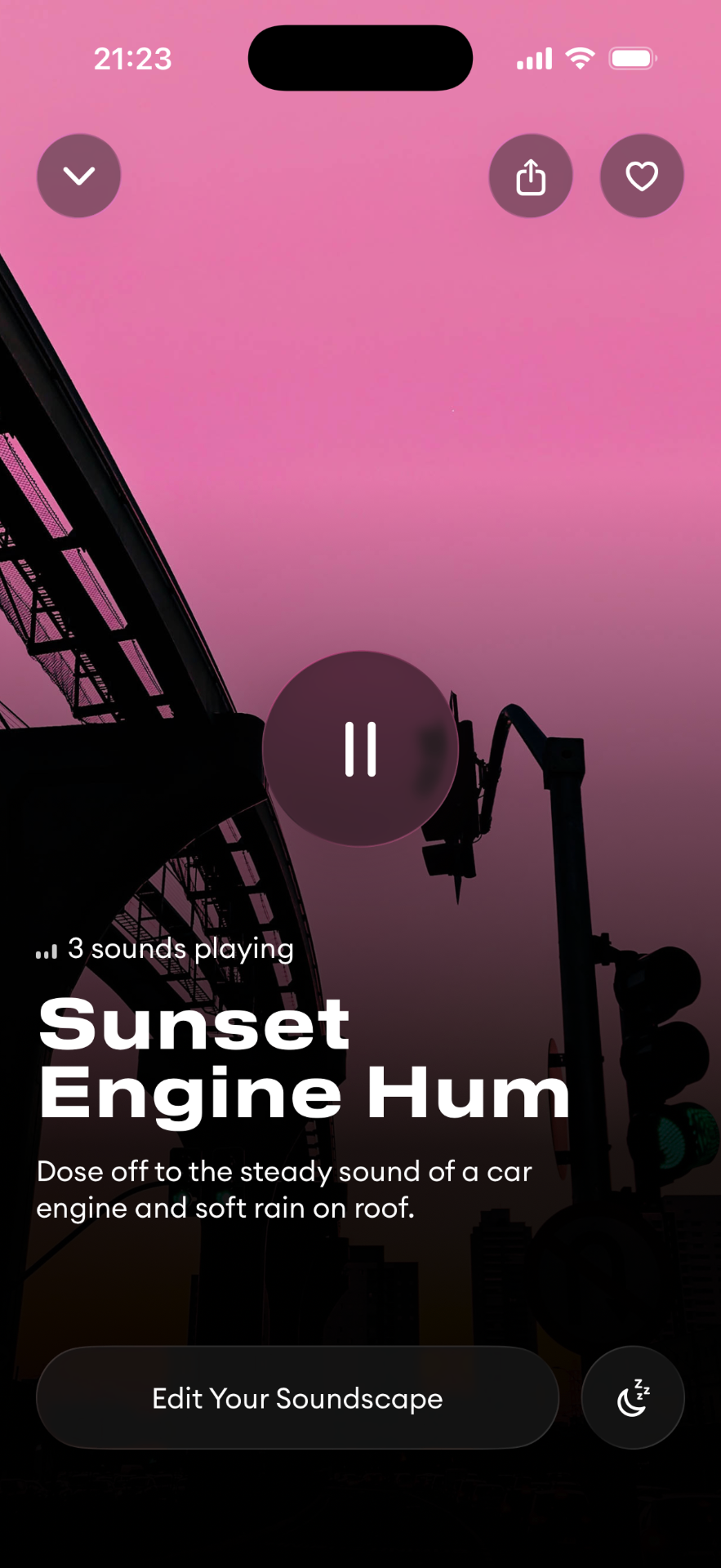Sunset Engine Hum soundscape screen